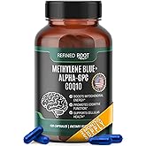 Refined Root Methylene Blue Pharmaceutical Grade 10mg with CoQ10 500mg and Alpha GPC Supplement 300mg (120 Methylene Blue Capsules)
