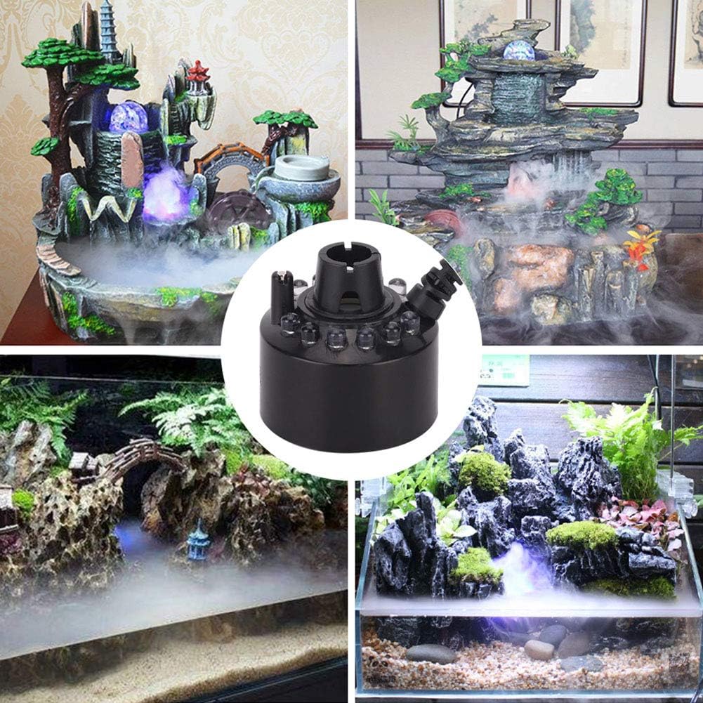 Pssopp Aquarium Mist Maker Aquarium LED Light Mist Maker Fogger Water Fountain Pond Fog Machine Atomizer Air Humidifier with 12 LED Light - Image 5