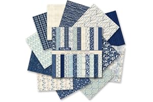 12x12 Scrapbook Paper, 24 Sheets/24 Designs Vintage Blue Scrapbook Paper Set, Double Sided Garden Pattern Floral Decorative C