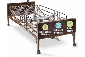 MEDACURE Full Electric Hospital Bed with innerspring Mattress and Full Rails Included - for Home Care Use and Medical Facilities - Fully Adjustable, Easy Transport Casters, Remote - 80" x 36"