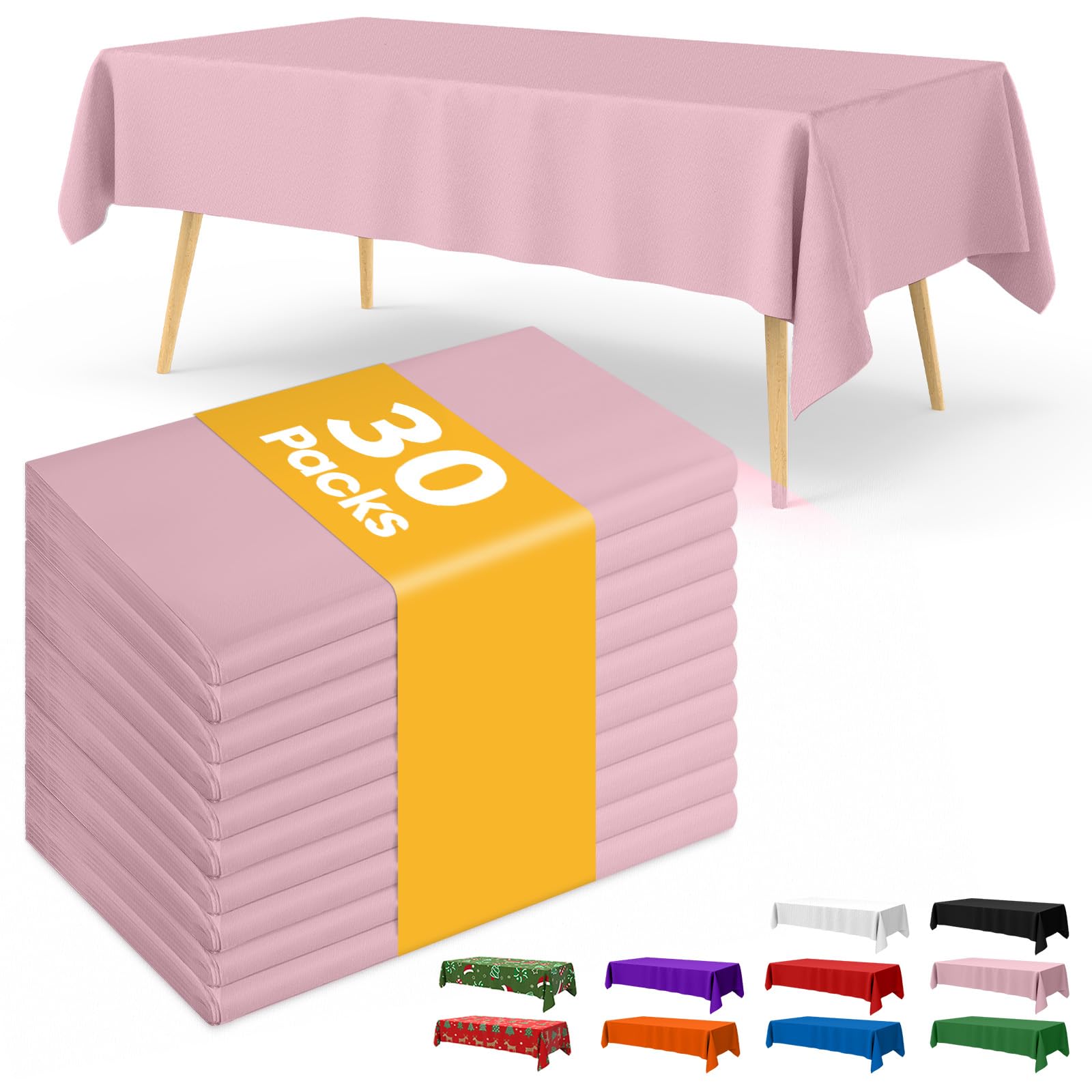 Photo 1 of Niuara Pink Plastic Table Cloth - 30 Pack 54" × 108" Rectangle Disposable Tablecloths for 6FT Tables, Waterproof Table Cover for Party, Holiday & Gathering Use