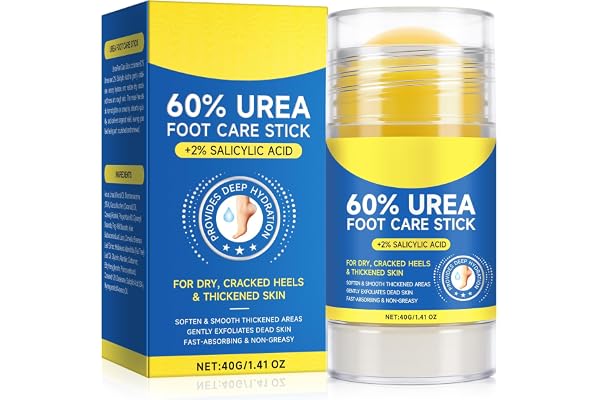 60% Urea Cream Stick plus 2% Salicylic Acid, Maximum Strength Urea Foot Cream Callus Remover for Dry Cracked Heels, Hands, Knees,Exfoliating Moisturizer, Dead Skin Remover Foot Balm 1.4oz (1pcs)