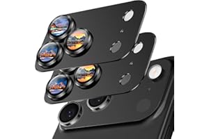 SiHPuoy 2 Pack Camera Lens Protector for iPhone 17 Pro Max Accessories, Metal Aluminum Alloy Tempered Glass Camera Protector, [Military Grade Shatterproof] [Case Friendly]-Black