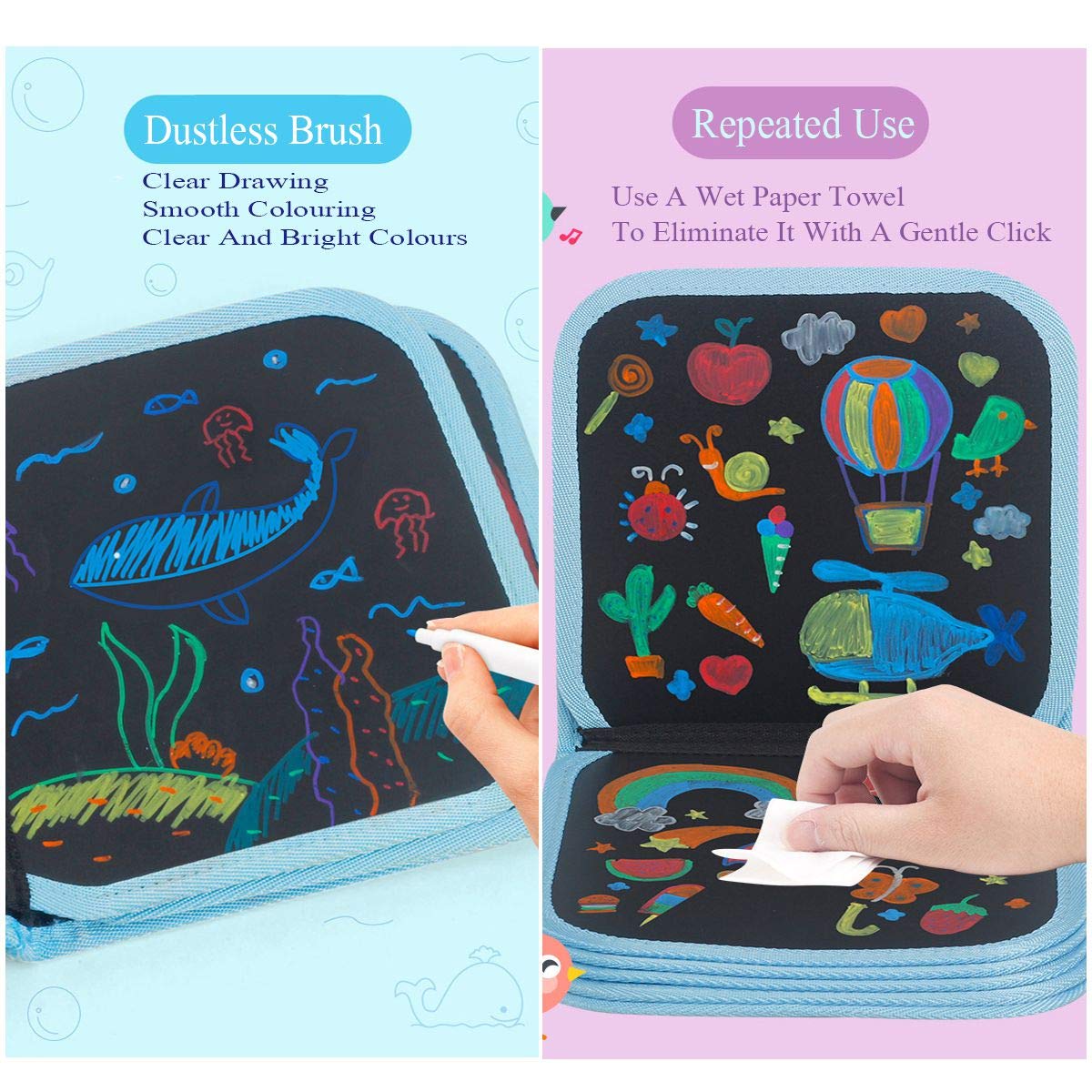 Educational Gifts Children\'s Drawing Board, Graffiti Board, Portable Double-Sided Available Small Blackboard, Erasable Water Chalk Painting (Blue)