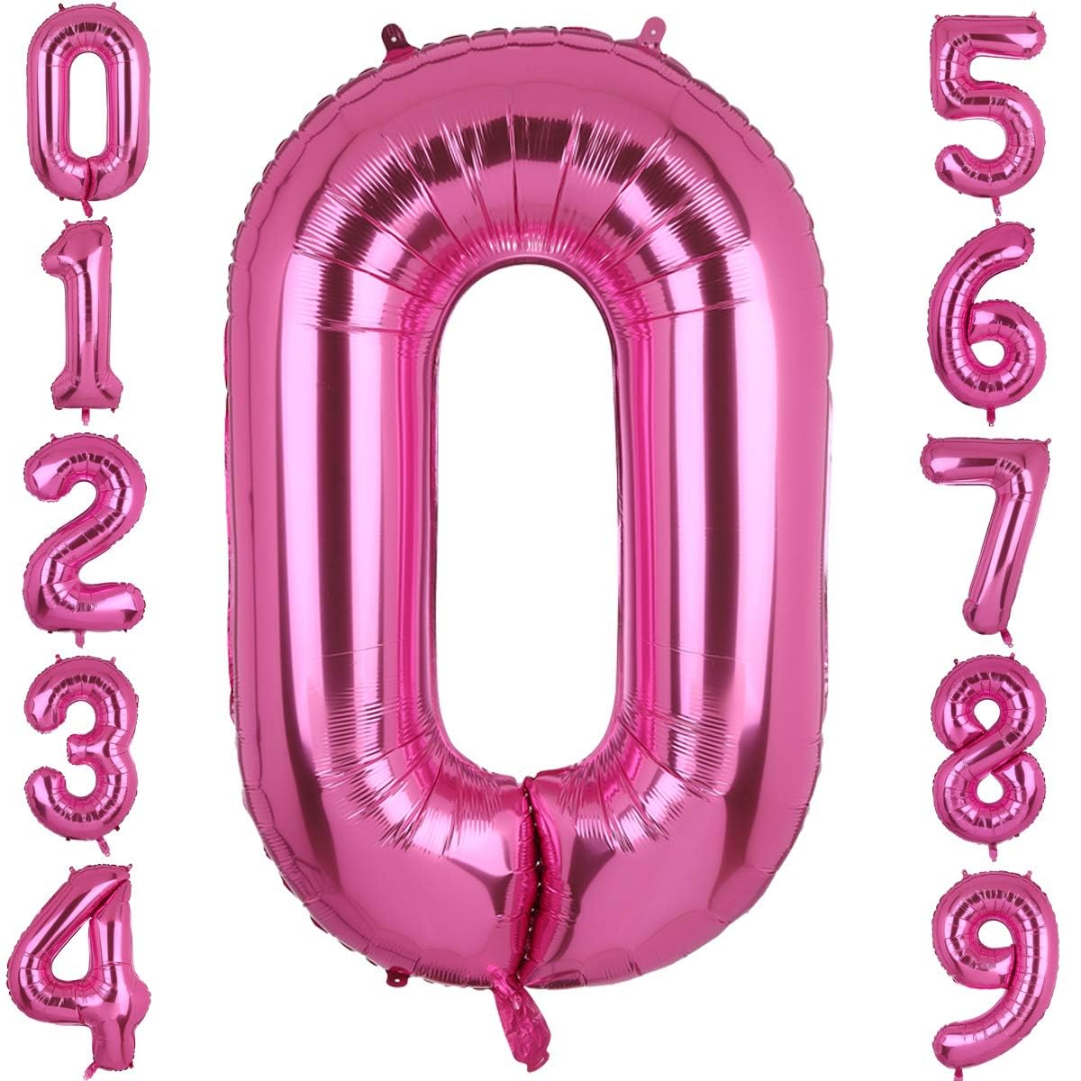 40 Inch Large Foil Number 0 Balloons Hot Pink Big Mylar Helium Balloon Birthdays Party Decorations Supplies Girls (Hot Pink 0)