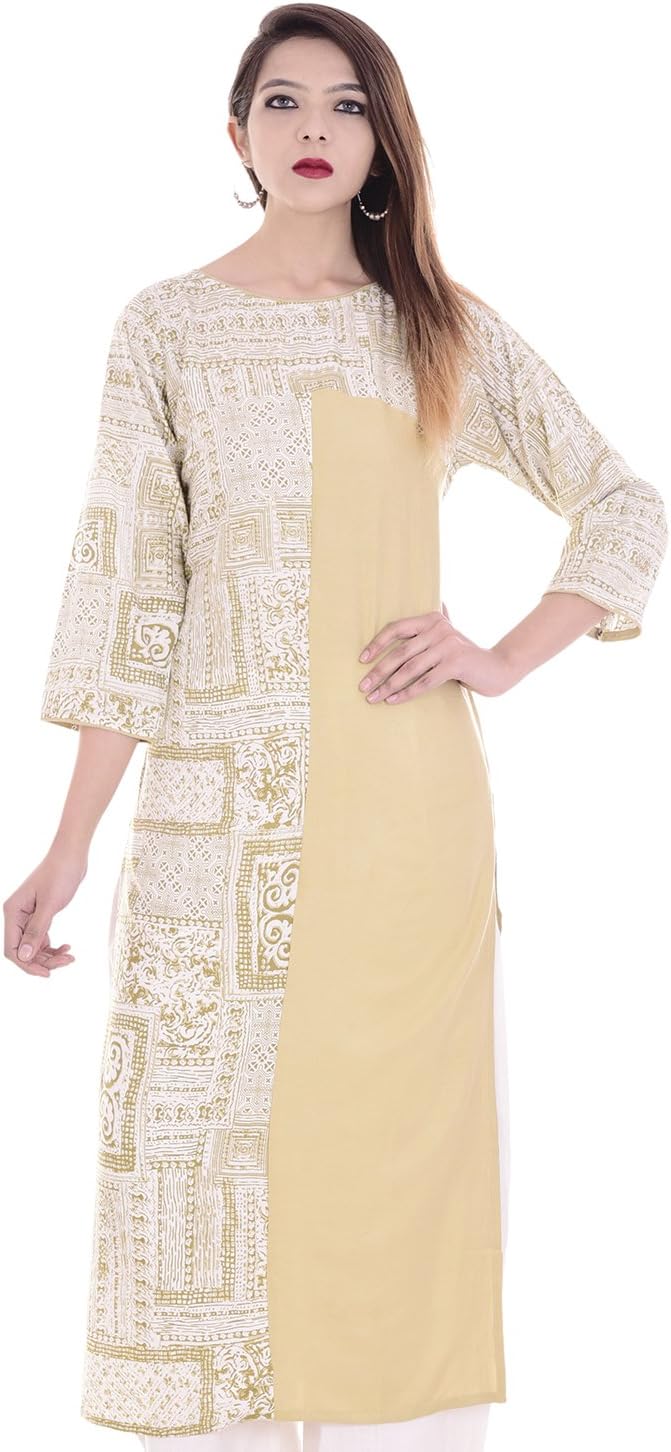 Chichi Indian Women's Printed Rayon Kurti Top