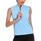 Selovzz Women's T Shirts Quick Dry UPF 50+ Golf Polo Shirts Sleeveless Zip Up Athletic Tank Tops