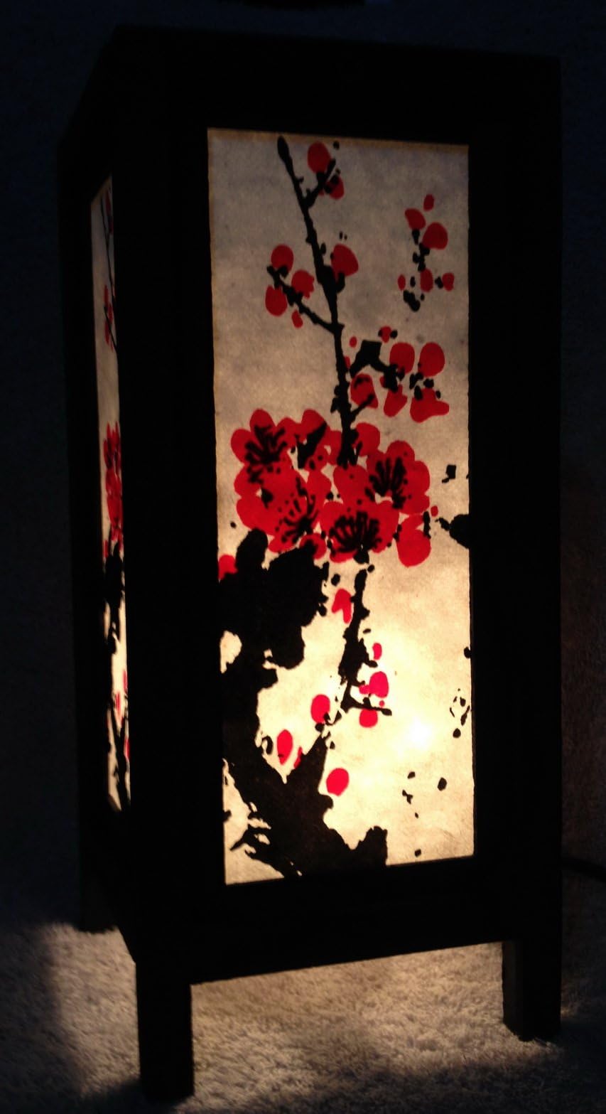 Thai Vintage Handmade ASIAN Oriental Art Japanese Sakura Cherry Blossom Tree Branch Bedside Table Lamp or Home Garden Decoration.