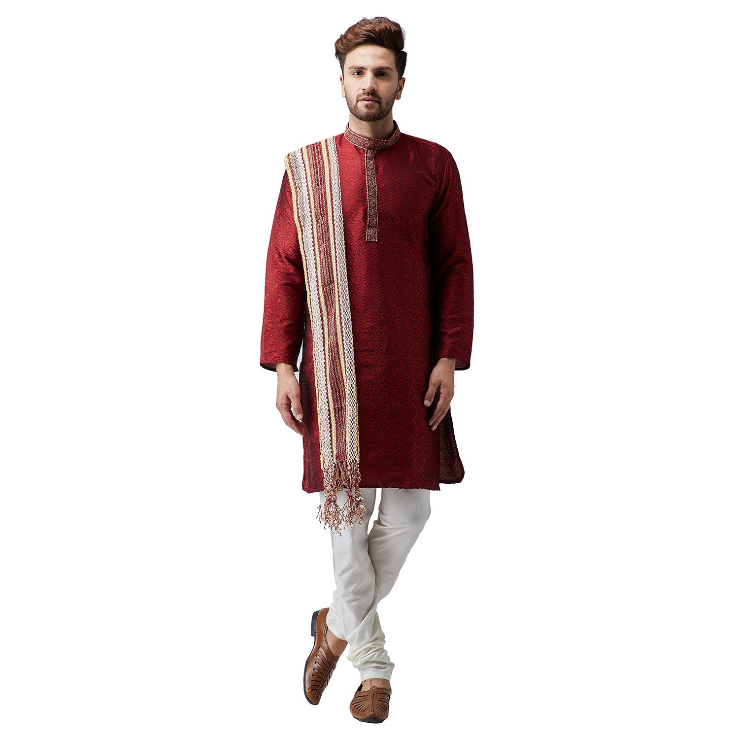 sojanya (since 1958), men's golden silk velvet embellished dupatta