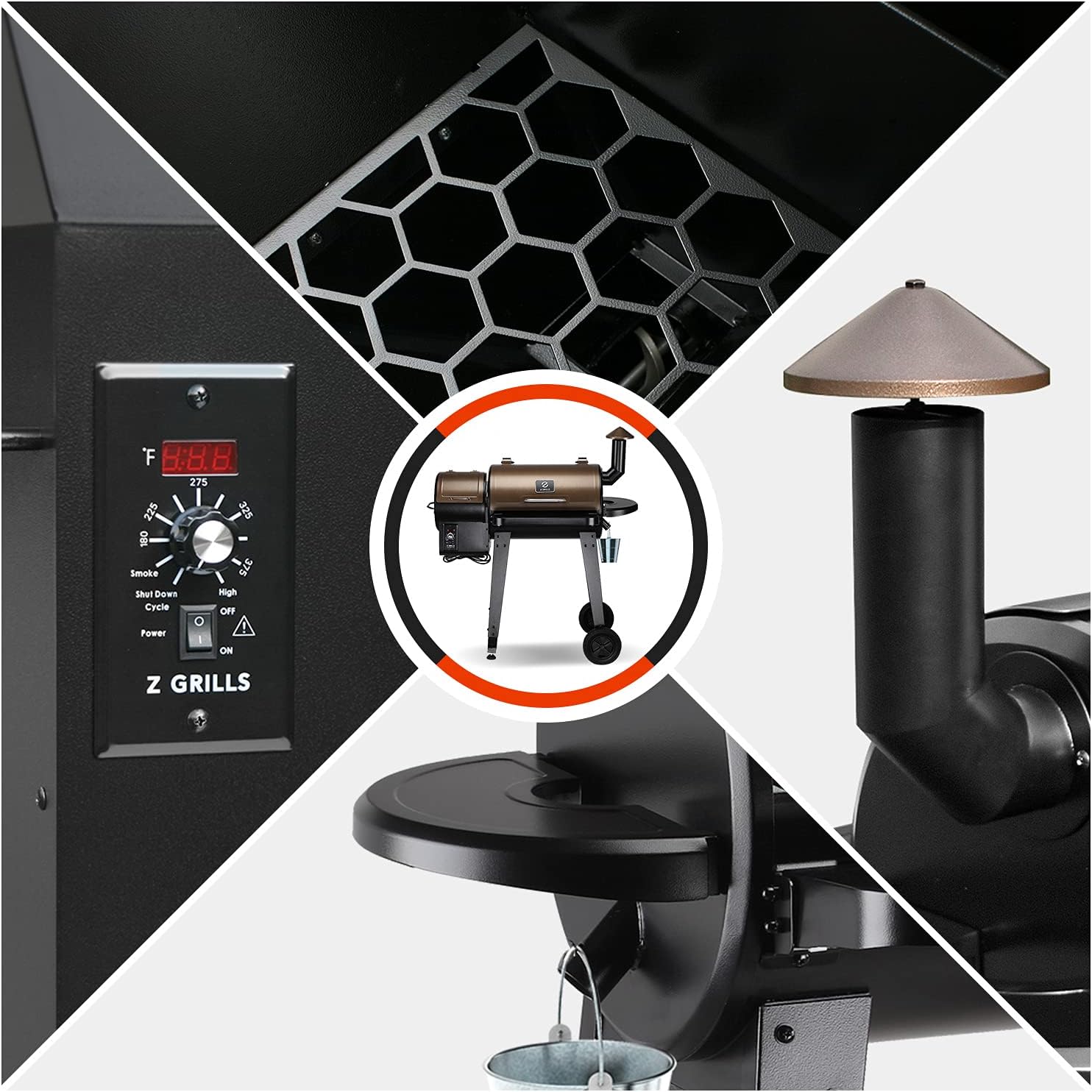 Z GRILLS ZPG-450A 2020 Upgrade Wood Pellet Grill & Smoker 6 in 1 BBQ Grill Auto Temperature Control, 450 Sq in Bronze: Garden & Outdoor