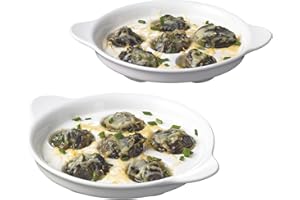 Starfrit Gourmet Bistro - Set of 2 Porcelain Snail Dishes - 6 Cavities - Stain Resistant - Oven, Microwave and Dishwasher Saf