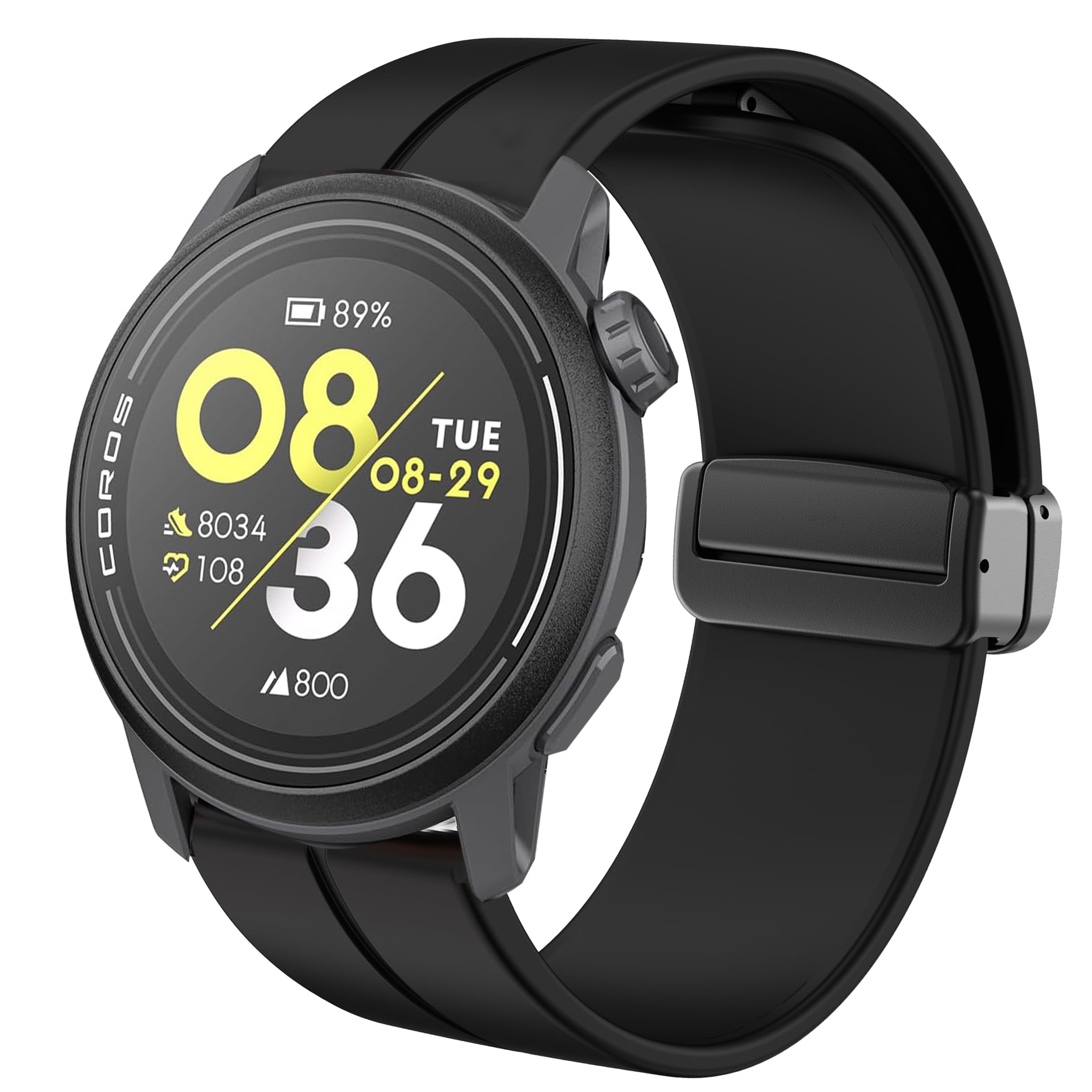 Blueshaweu Compatible for COROS PACE Smart Watch 20mm/22mm Soft Silicone Magnetic Buckle Sport Replacement Straps for Women Men (20mm size band, Black)