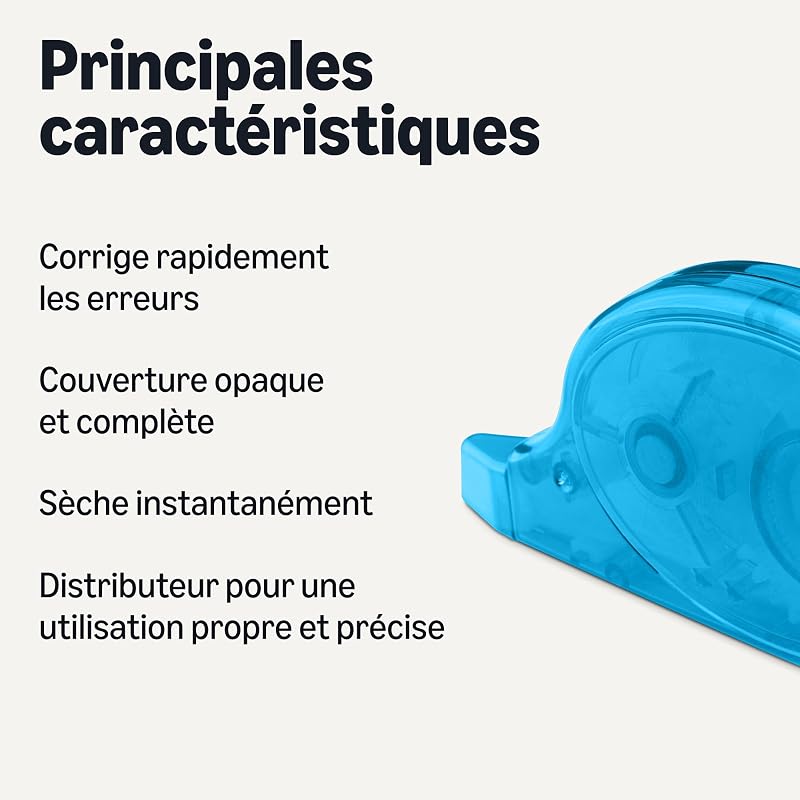Ruban correcteur, Lot de 10, Rouleau, Stylo, Style Souris, Séchage Instantané, 12m de Long, Vert, Violet, Orange, Rouge, Bleu