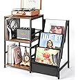 Bikoney Record Player Stand, Turntable Stand with 3-Tier Vinyl Record Storage, Record Player Table Holds Up to 200 Albums, End Table for Vinyl Records, Vinyl Record Holder Cabinet for Living Room