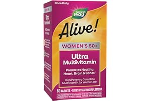 NATURE'S WAY Nature’s Way Alive! Vitamins for Women 50 Plus, Complete Multivitamin, High Potency Formula, with Methylated B12, Gluten-Free, 60 Tablets
