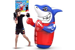 GADETOUQ Shark Inflatable Punching Bag for Kids, 47'' Shark Toys for Kids, Uniquely-Designed Durable Indoor & Outdoor Toys Birthday for 3-8 Years Old Boys