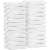 Avalon Towels Microfiber Salon Towel - White Hand Towels Bulk 24 Pack - Lint Free Fleece Microfiber Hand Towel, Soft & Ultra-Absorbent Ideal for Facial Spa & Gym Work Out 16"x26" (Not Bleach Proof)