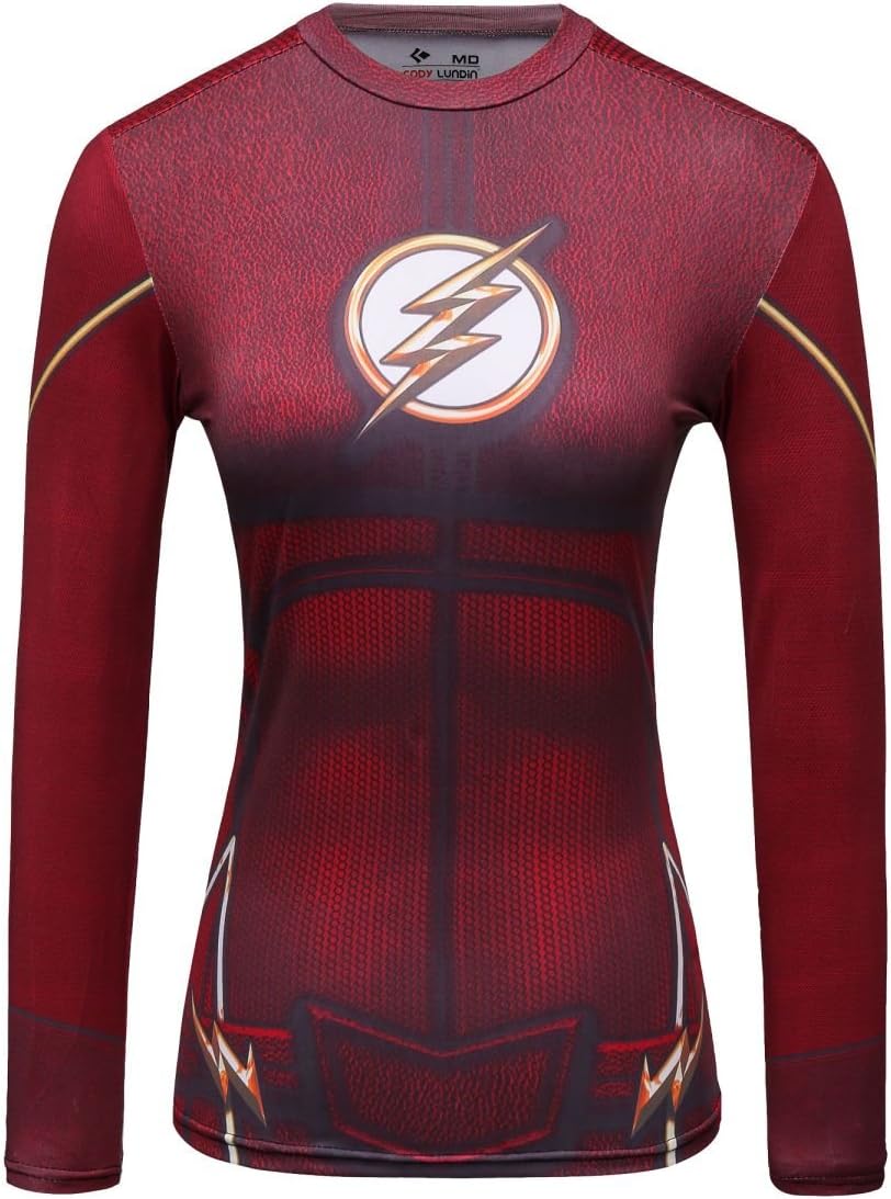 Red Plume Women's Red Lightning Compression Fitness T-Shirt Sport Top
