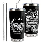 CWEGSJ 4th Wing Gift Basgiath War College 20oz Stainless Steel Insulated Tumbler with Lid and Straw Fantasy Bookish Gift Dragon Travel Coffee Mug (Tum-FW Black)