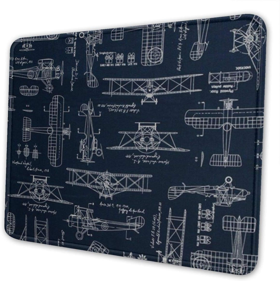 Customized Mouse Pad Aviation Aviators Transportation Blue Non-Slip Rubber Base Stitched Edges for Office Laptop Computer Gaming Mousepad Mat