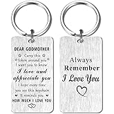 Jzxwan Godmother Gifts, I Love You Godmother Birthday Keychain, Appreciate Godmom Key Chain, Best Godmom Present from Grandkids