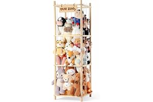 LAMU Stuffed Animal Storage, Wooden Zoo Stuffed Animal Holder with Elastic Cords, Space Save Toy Organizer, Extra Large Capac