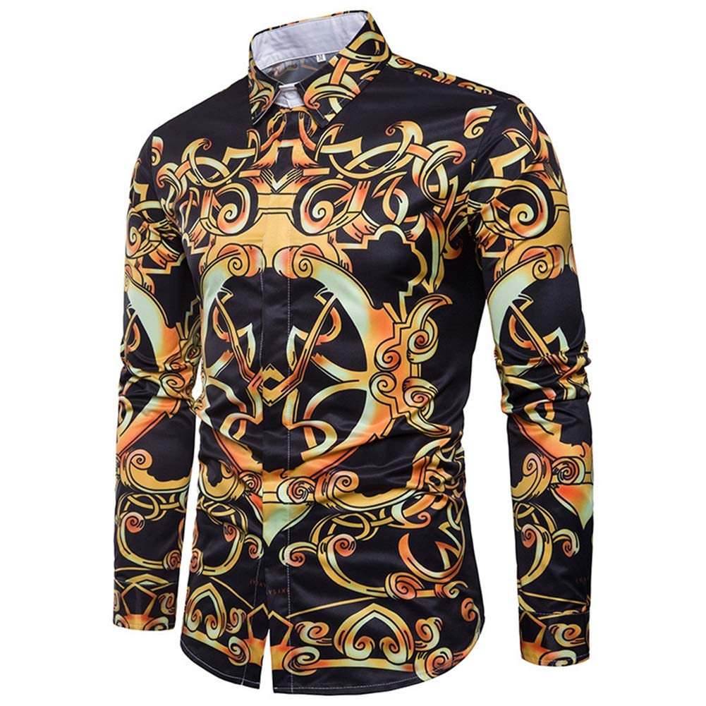 Yffksse Long Sleeve Men Shirt/Cotton Blend/Abstract Unique Pattern