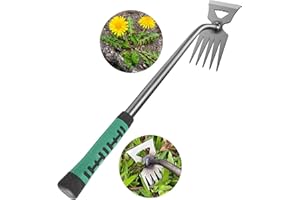 Cenhadam Weed Puller Tool-Garden-Weed Pulling Tool, New Garden Weeding Tools Manganese Steel Hand Weeder Tool with Handle,Dandelion Weed Puller Tool,5 Tines Weed Removal Tool
