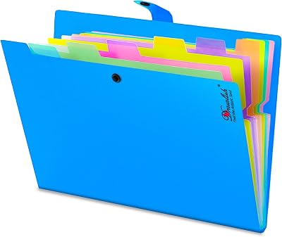 Drawlish Expanding File Organiser 10 Color Pockets A4 Folder Sky Blue