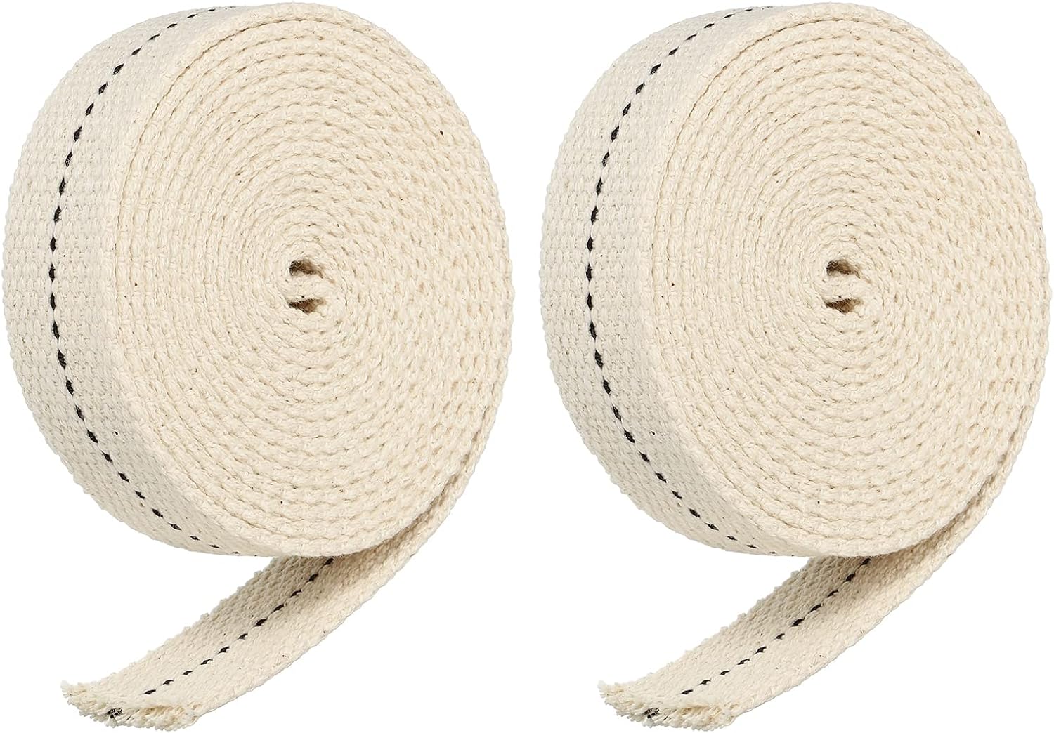 Oil Lamps & Accessories - MECCANIXITY Oil Lamp Wick 7/8 Inch Flat Wide 6.5 Foot Cotton Lanterns Wick with Black Stitch for Kerosene Burner Lighting, 2 Roll