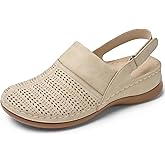 TEMOFON Shoes for Women Clogs Sandals: Comfortable Closed Toe Wedge Shoes Sling-Back Walking Mules with Arch Support