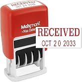 MaxMark Self-Inking Rubber Date Office Stamp with Received Phrase &amp; Date - RED Ink (Max Dater II), 12-Year Band