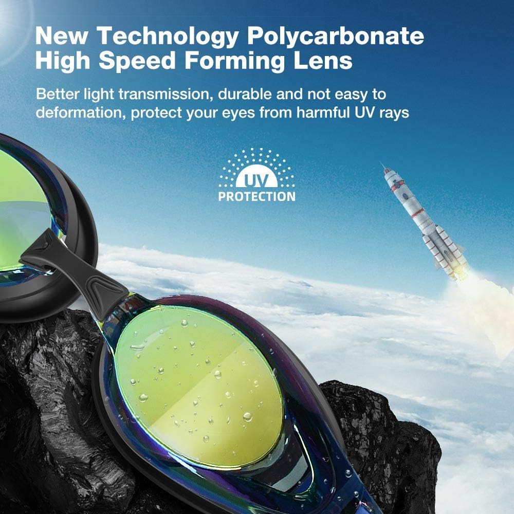 ZIONOR Swim Goggles, Upgrade G8 Swimming Goggles for Adult Men Women Youth, UV Protection Anti-Fog Leakproof (Black Frame Gold Lens) : Sports & Outdoors