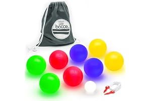 GoSports 100 mm LED Bocce Ball Game Set - Includes 8 Light Up Bocce Balls, Pallino, Case and Measuring Rope