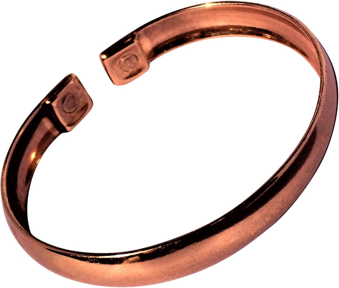 Magnetic Plain Curved Solid Copper Bracelet - 3 Wrist Sizes - CCB-MB7 (Very Small - 130mm (5 1/4") to 153mm (6"))