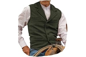 Garqia Clyon Hunting Aged Mens Tweed Vests Herringbone Waistcoats Retro Casual Wedding Wool Business Vests