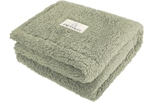 PETHUR Waterproof Dog Blankets for Small Dogs, Small Cat Blankets for Indoor Cats, Soft Sherpa Puppy Blanket Washable, Pet Throw Blanket for Couch, 20"x30", Olive Green
