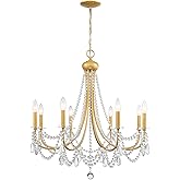 Giiland Gold Chandelier,8-Light Crystal Chandeliers for Dining Room,Brass Crystal Ceiling Light for Bedroom Living Room Foyer