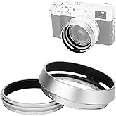 JJC Metal Lens Hood Shade Protector with 49mm Filter Adapter Ring for Fujifilm Fuji X100VI X100V X100F X100T X100S X100 X70 Replaces Fujifilm LH-X100 Lens Hood & AR-X100 Filter Adapter Ring/Silver