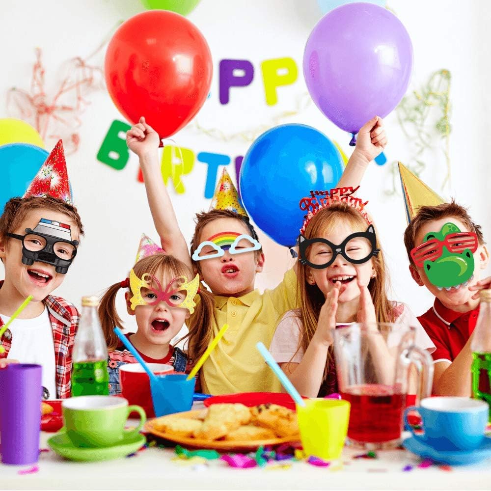 Funny Cardstock Photo Booth Props Glasses - 30 Pack Party Glasses for Adults and Kids - Fun Novelty Party Favors Accessories for Birthdays, Luau and Summer Fiesta: Kitchen & Dining