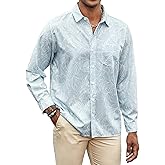Hardaddy Men's Tropical Floral Button Down Long Sleeve Hawaiian Shirt Flower Printed Beach Shirts