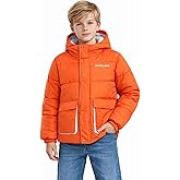 HILEELANG Kids Big Boys Winter Puffer Jacket with Hood, Warm Padded Water-Resistant Coat 6-13 Years