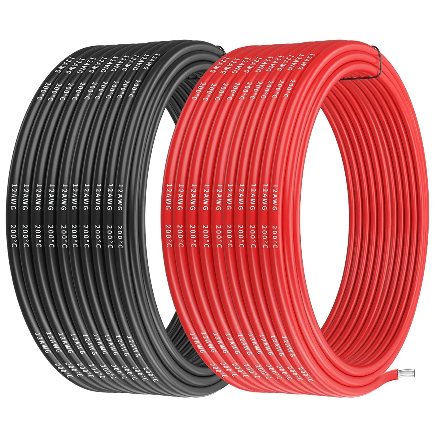 Gruiqrd 12 Gauge Silicone Wire, 12AWG Electrical Cable 32.8FT/10M [16.4FT/5m Black and 16.4FT/5m Red], Flexible 680 Strands 0.08 mm of Tinned Copper High Temperature Wire for RC Car, Marine, Airplane