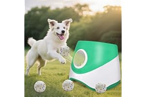 MEKAPLE Automatic Dog Ball Launcher for Samll to Medium Dogs, Upgraded Interactive Toy Balls Thrower, Distance Adjustable Mental Stimulating Dog Toys with 4 Etpu Balls 2.2 Inch (Green)