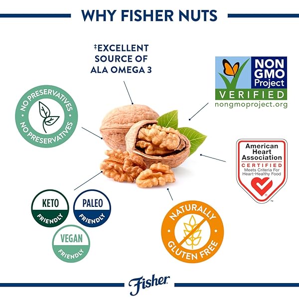 FISHER CHEF’S NATURALS WALNUT HALVES & PIECES PANTRY PACK PET 22 OZ, 100% CALIFORNIA UNSALTED WALNUTS FOR BAKING & COOKING, HEALTHY SNACKS FOR ADULTS, VEGAN PROTEIN, KETO WALNUT SNACK GLUTEN FREE