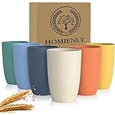 Homienly Plastic Cups Alternatives Unbreakable Drinking Glasses Wheat Straw Cup Sets for Kitchen Camping Party RV Stackable Water Tumblers Dishwasher Freezer & Microwave Safe 6 PCS (12OZ, Multi)