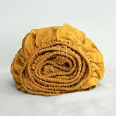 S VICTORY SYMBOL 100% Organic Linen Fitted Sheet Queen Size 1 Piece,Natural Washed Flax 16inch Deep Pocket Mattress Cover,Breathable and Durable-60x80 inch Ginger Yellow