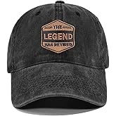 maidequan Retirement Gifts for Men Women, Retired Hat Adjustable Size Embroidered Baseball Cap Black