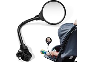 Liovsiso Stroller Mirror, Unleash the Joy of Seeing Your Baby's Face with a Stroller Rear View Mirror, Universal Stroller Att