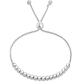Verona Jewelers Sterling Silver Italian Adjustable Bolo Bead Ball Bracelet- Slider Bracelet For Women,Silver Bead Bracel...